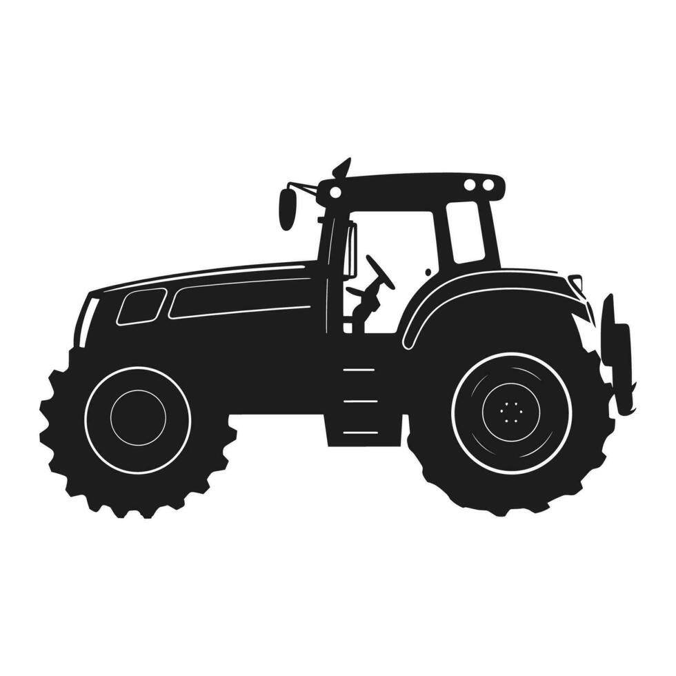 A tractor Vector black clipart isolated on a white background, A farm Tractor Silhouette