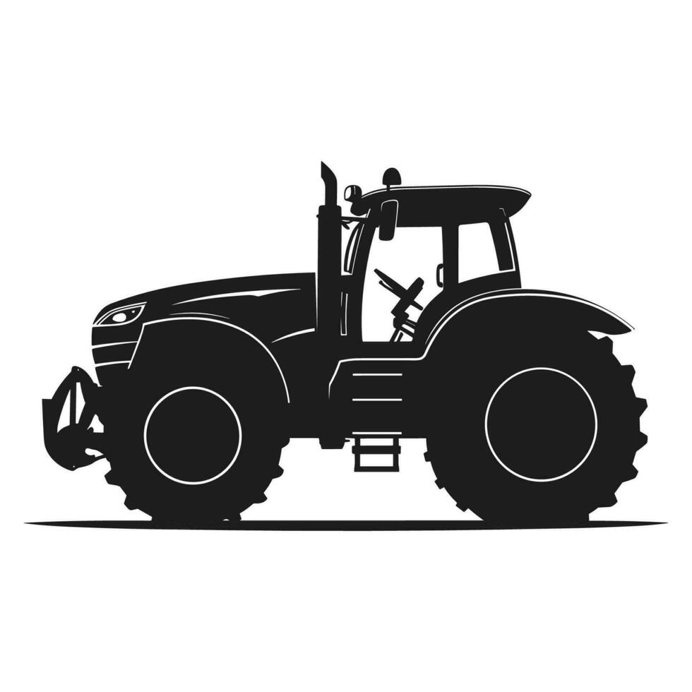 A tractor Vector black clipart isolated on a white background, A farm Tractor Silhouette