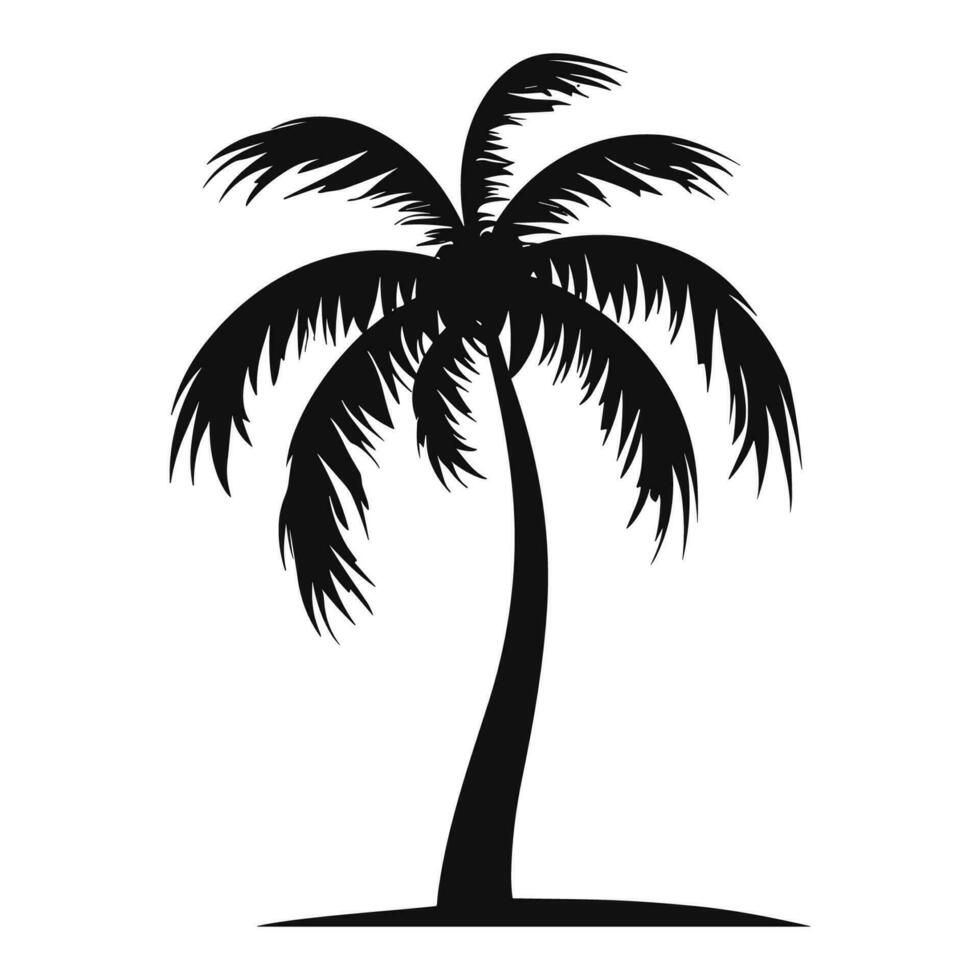 A Palm tree vector silhouette isolated on a white background, Tropical palm tree black clipart