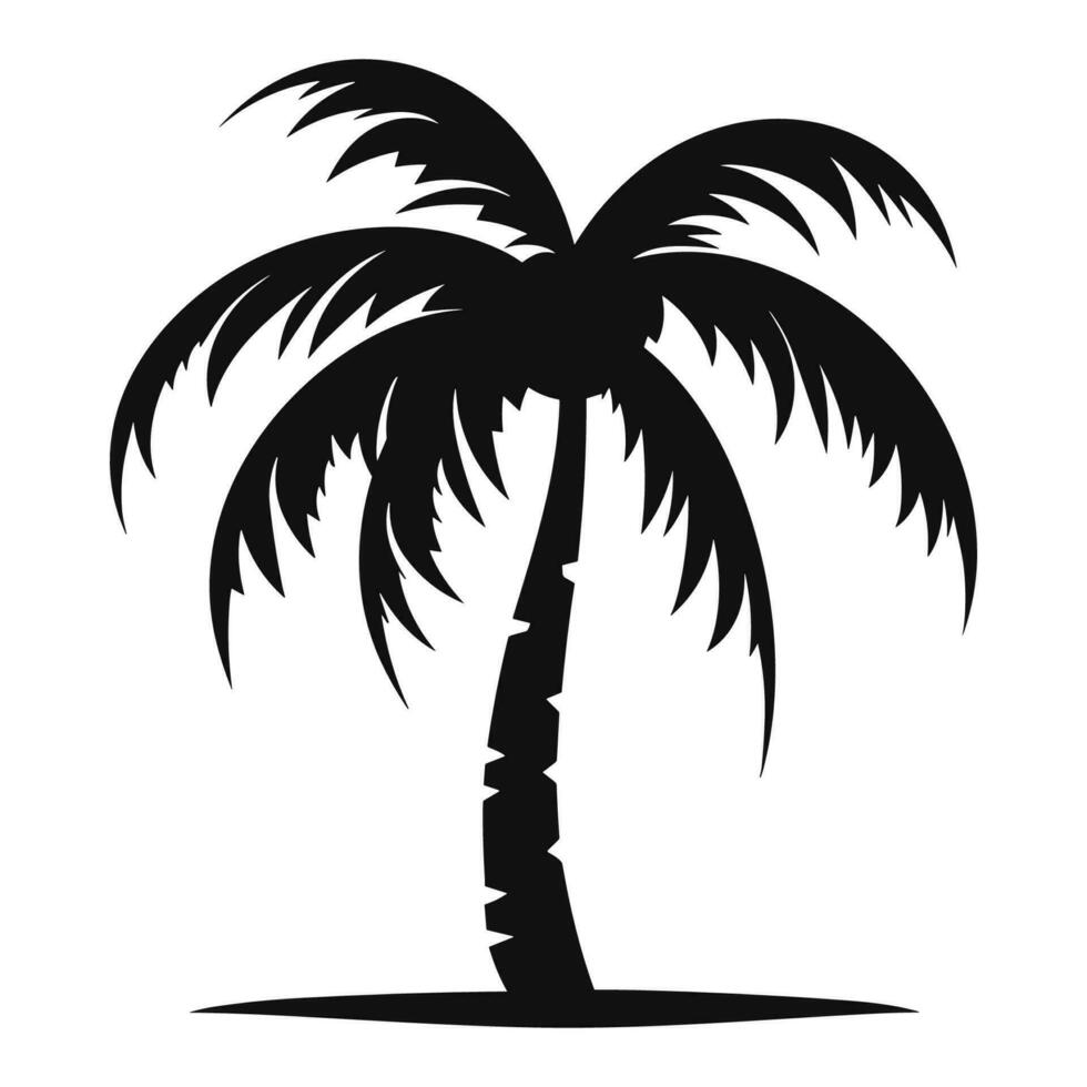un palma árbol vector silueta aislado en un blanco fondo, tropical palma árbol negro clipart