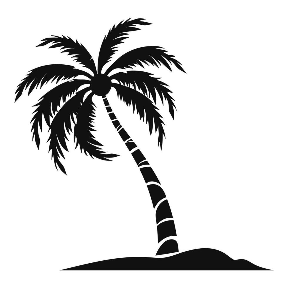 A Palm tree vector silhouette isolated on a white background, Tropical palm tree black clipart