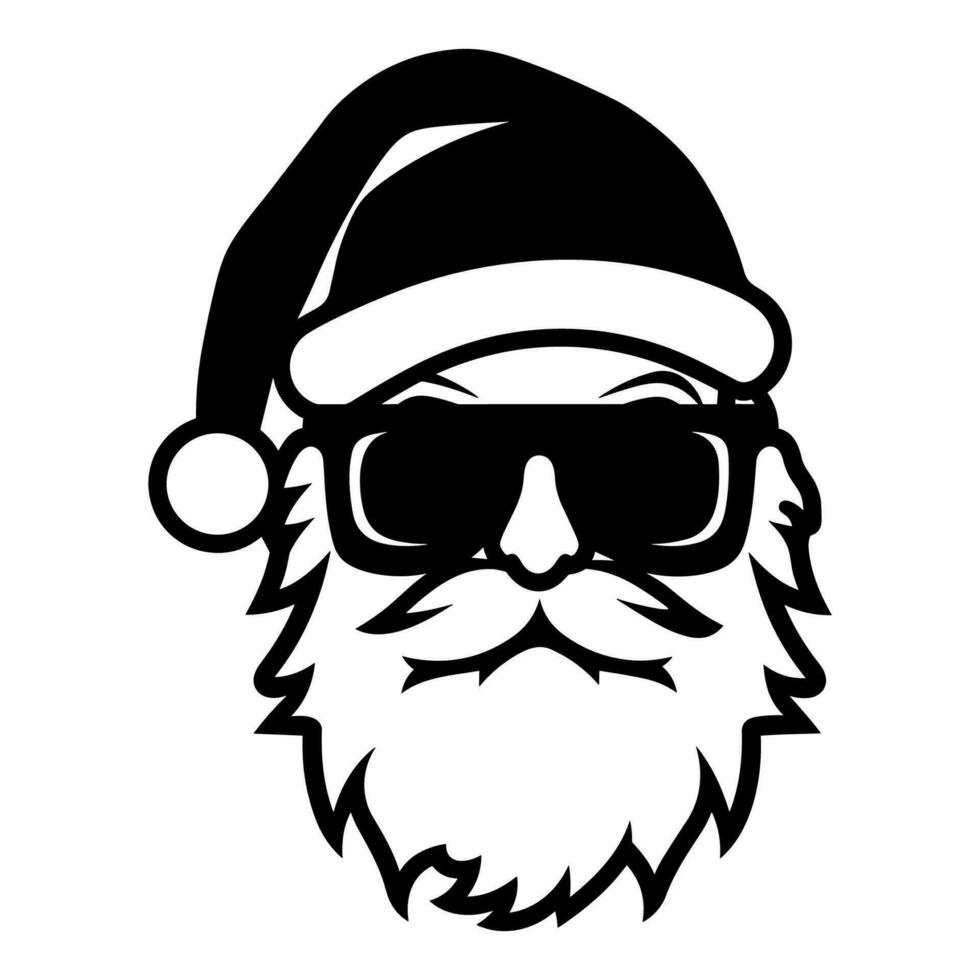 A Christmas Santa Claus and hat Vector silhouette isolated on a white background