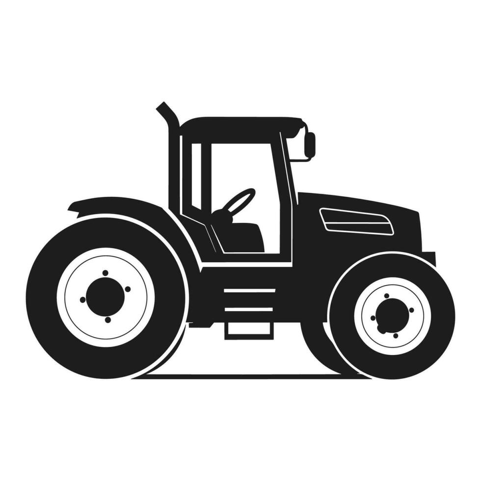 A tractor Vector black clipart isolated on a white background, A farm Tractor Silhouette