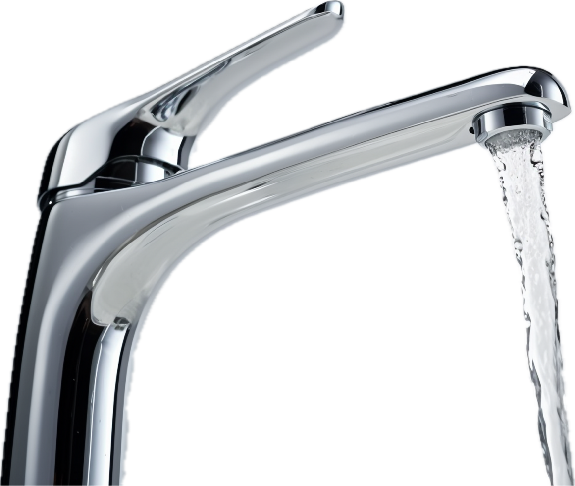 AI generated faucet with water drop close up png