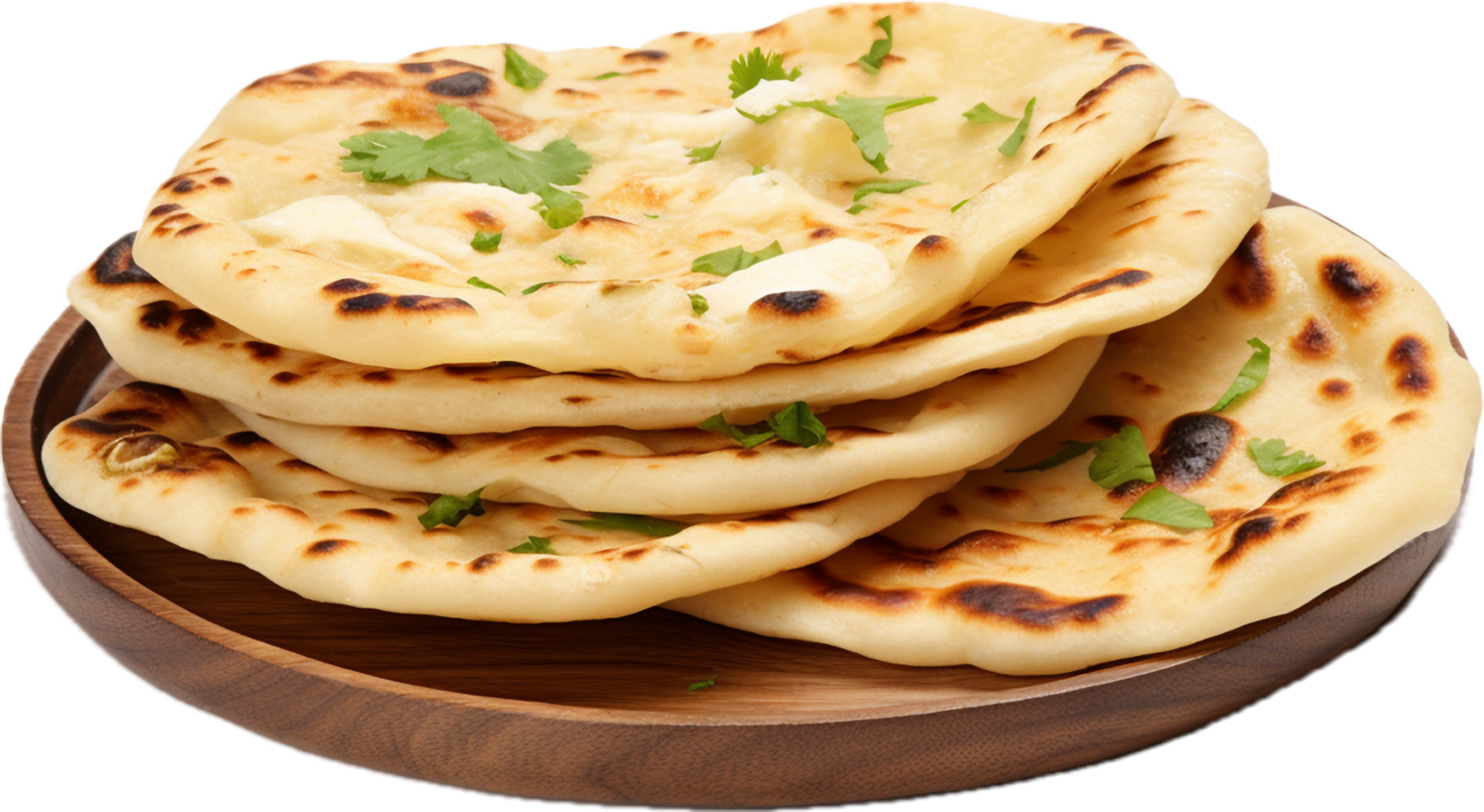 ai generiert indisch Naan Brot mit Knoblauch und Butter png