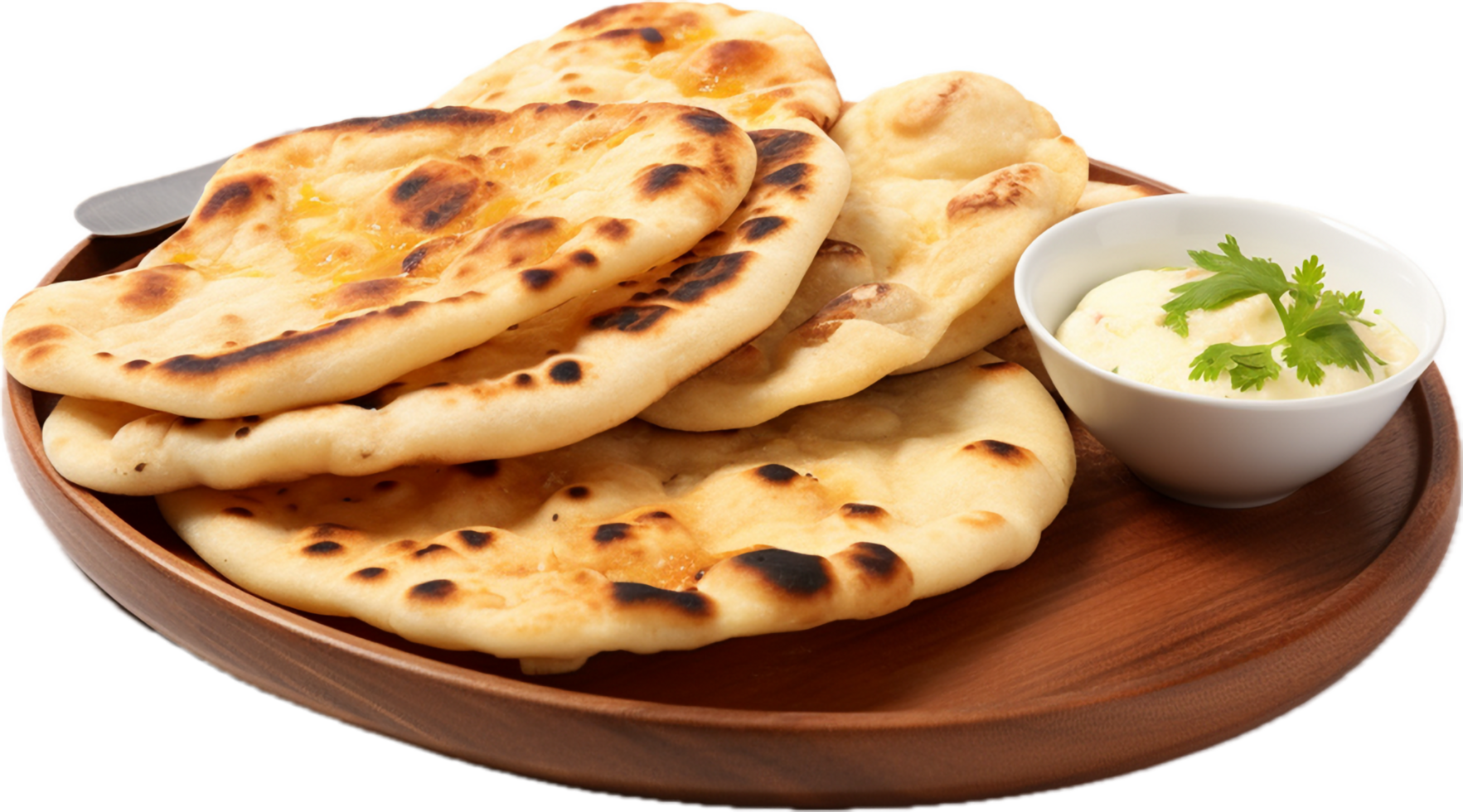 ai generiert indisch Naan Brot mit Knoblauch und Butter png