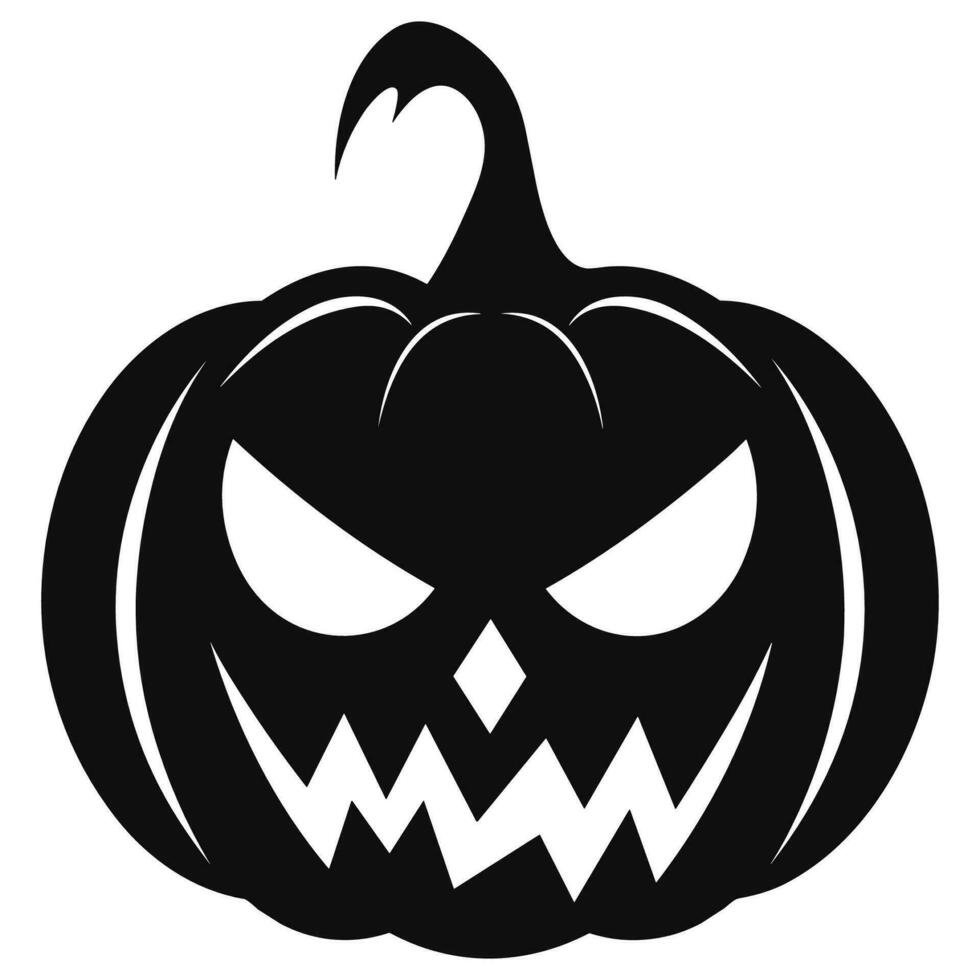 A Scary Pumpkin Vector silhouette isolated on a white background