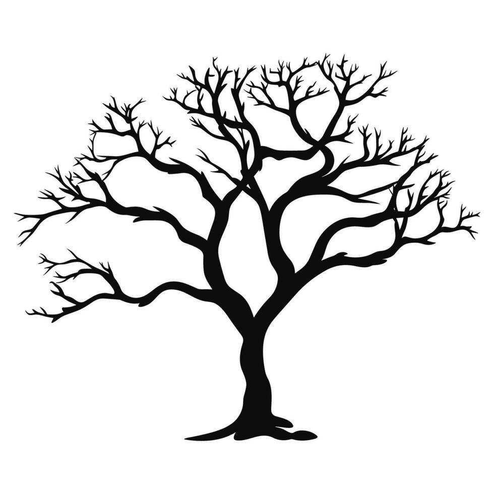 Scary Dead Tree black Silhouette isolated on a white background vector