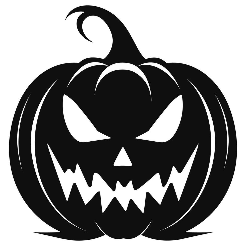 A Scary Pumpkin Vector silhouette isolated on a white background