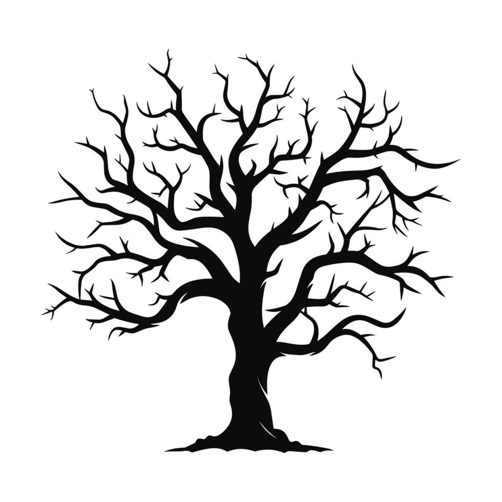 Scary Dead Tree black Silhouette isolated on a white background vector