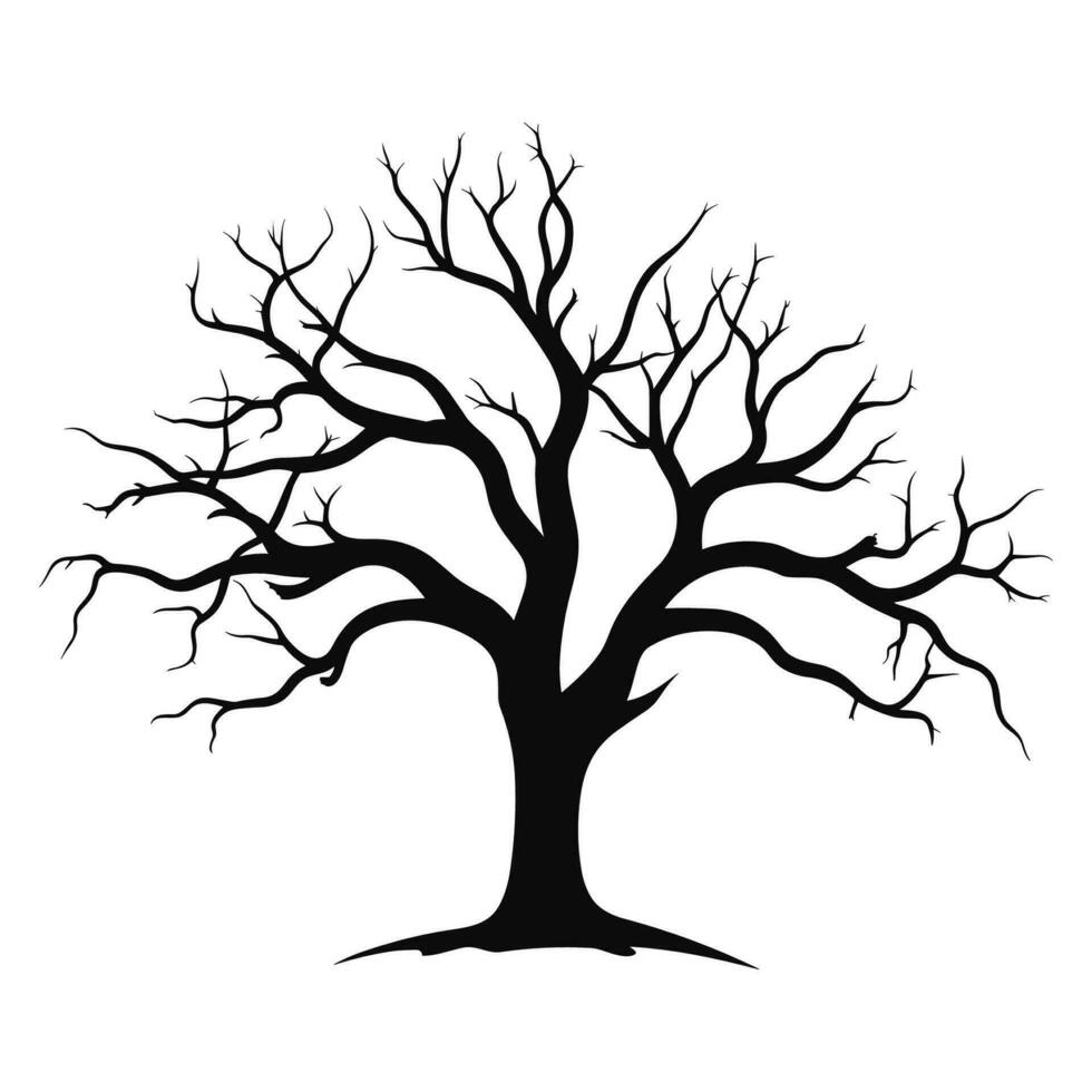 Scary Dead Tree black Silhouette isolated on a white background vector