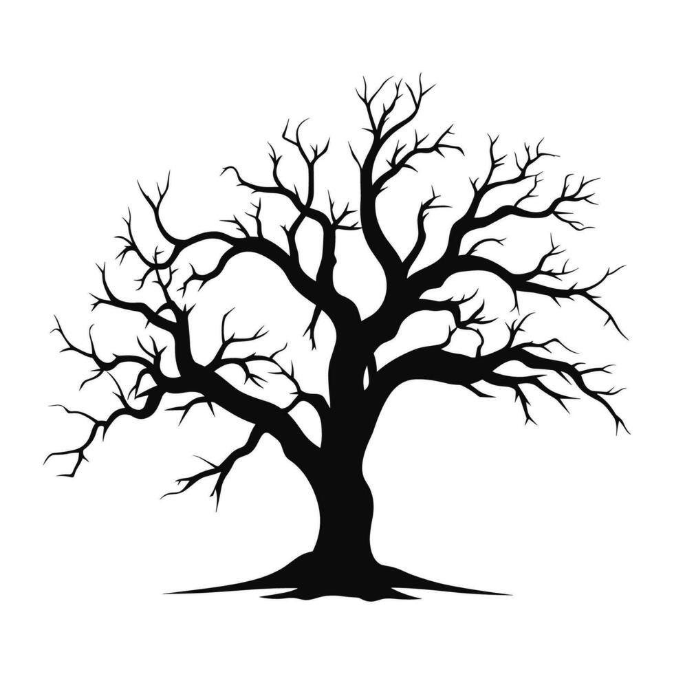 Scary Dead Tree black Silhouette isolated on a white background vector