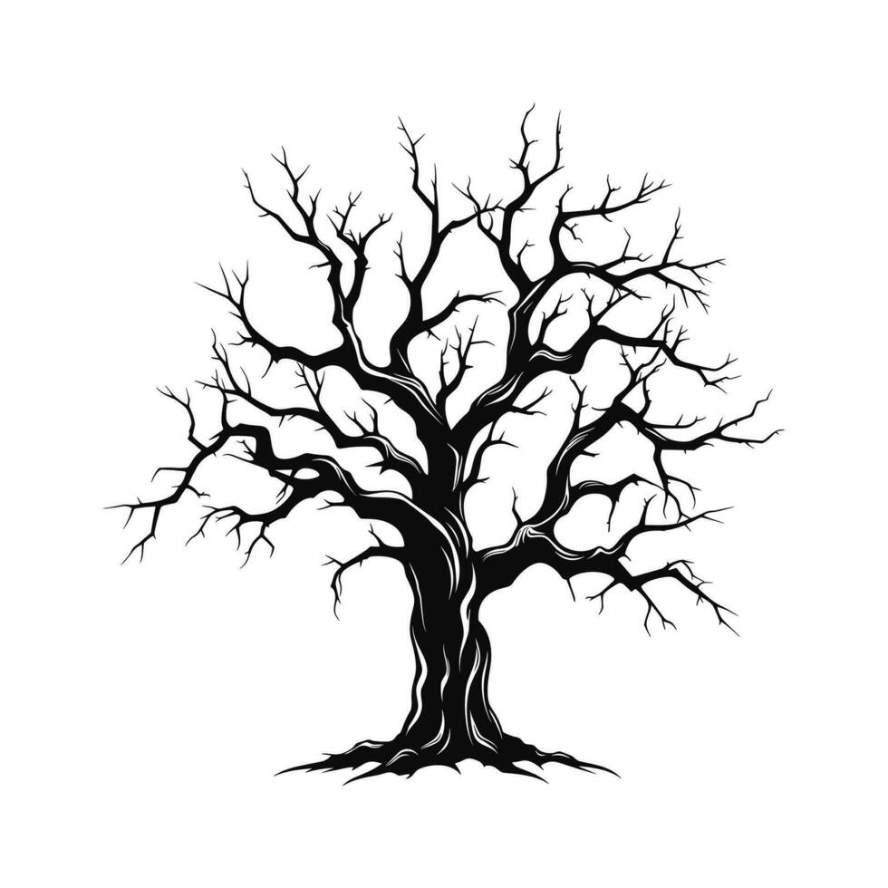 Scary Dead Tree black Silhouette isolated on a white background vector