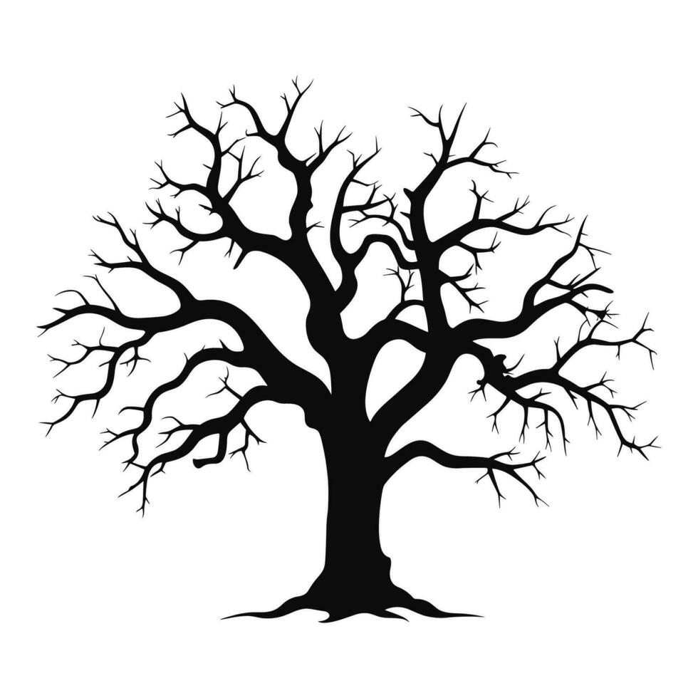 Scary Dead Tree black Silhouette isolated on a white background vector