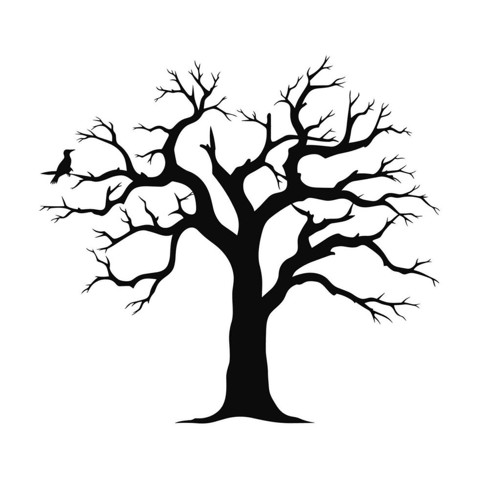 Scary Dead Tree black Silhouette isolated on a white background vector