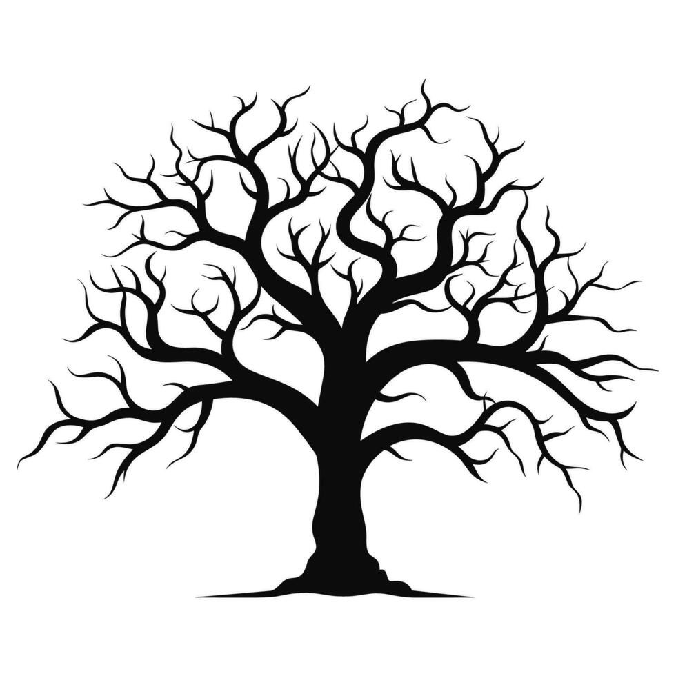 Scary Dead Tree black Silhouette isolated on a white background vector