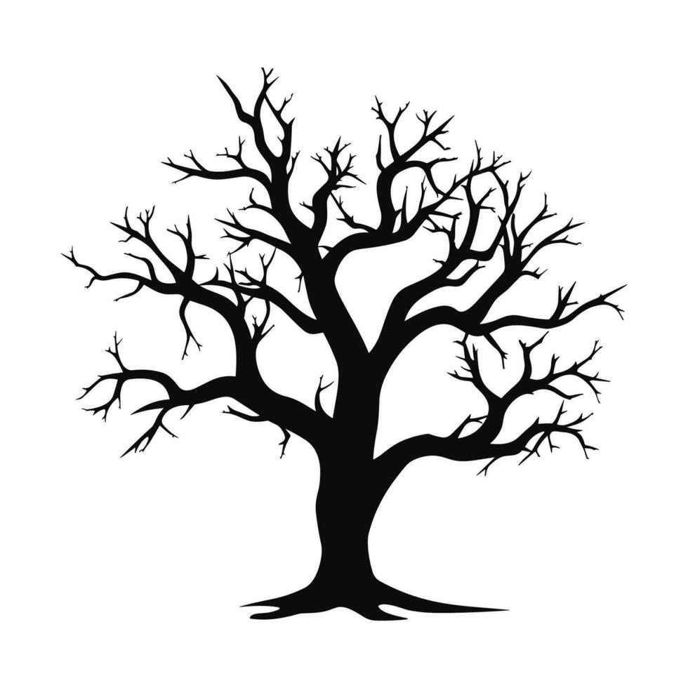 de miedo muerto árbol negro silueta aislado en un blanco antecedentes vector