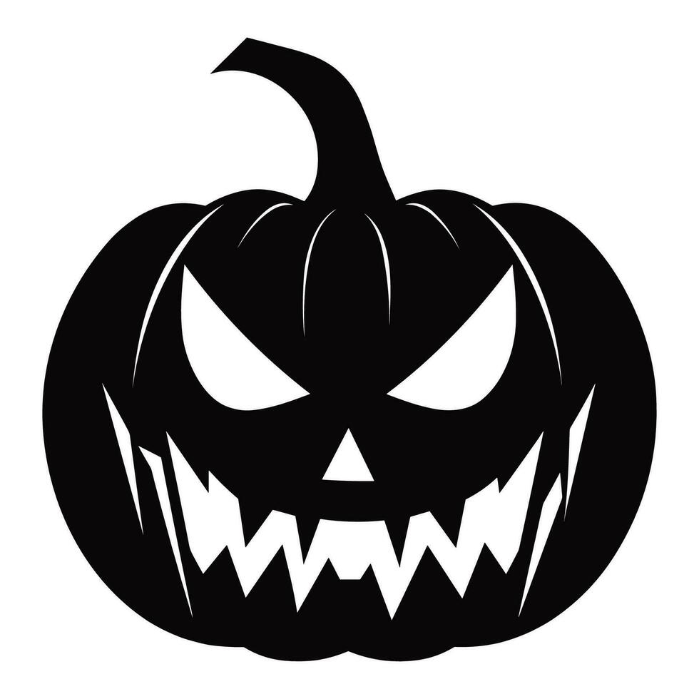 A Scary Pumpkin Vector silhouette isolated on a white background