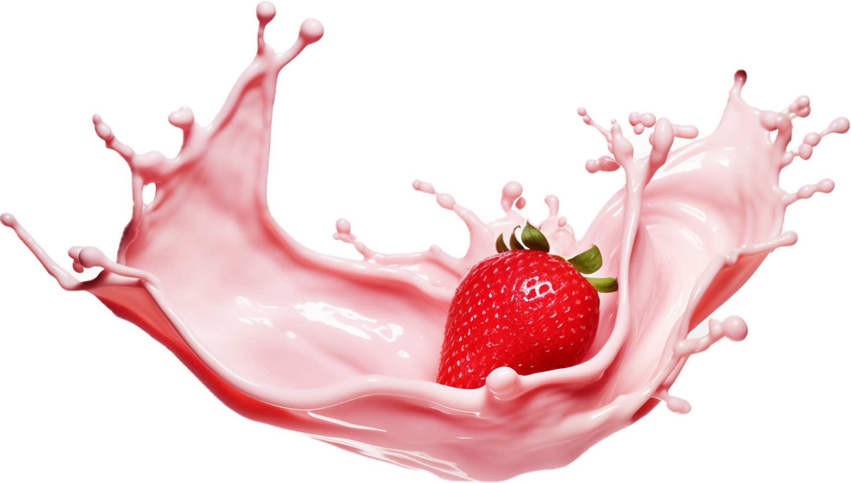 AI generated milk or yogurt splash with strawberries png