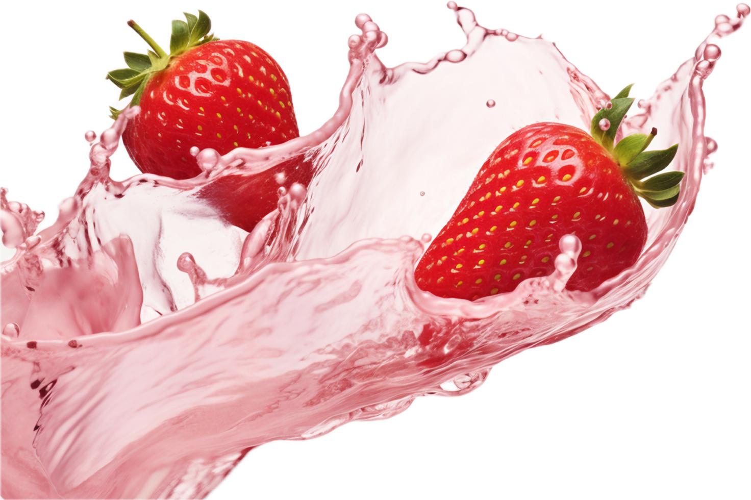 ai genererad mjölk eller yoghurt stänk med jordgubbar png