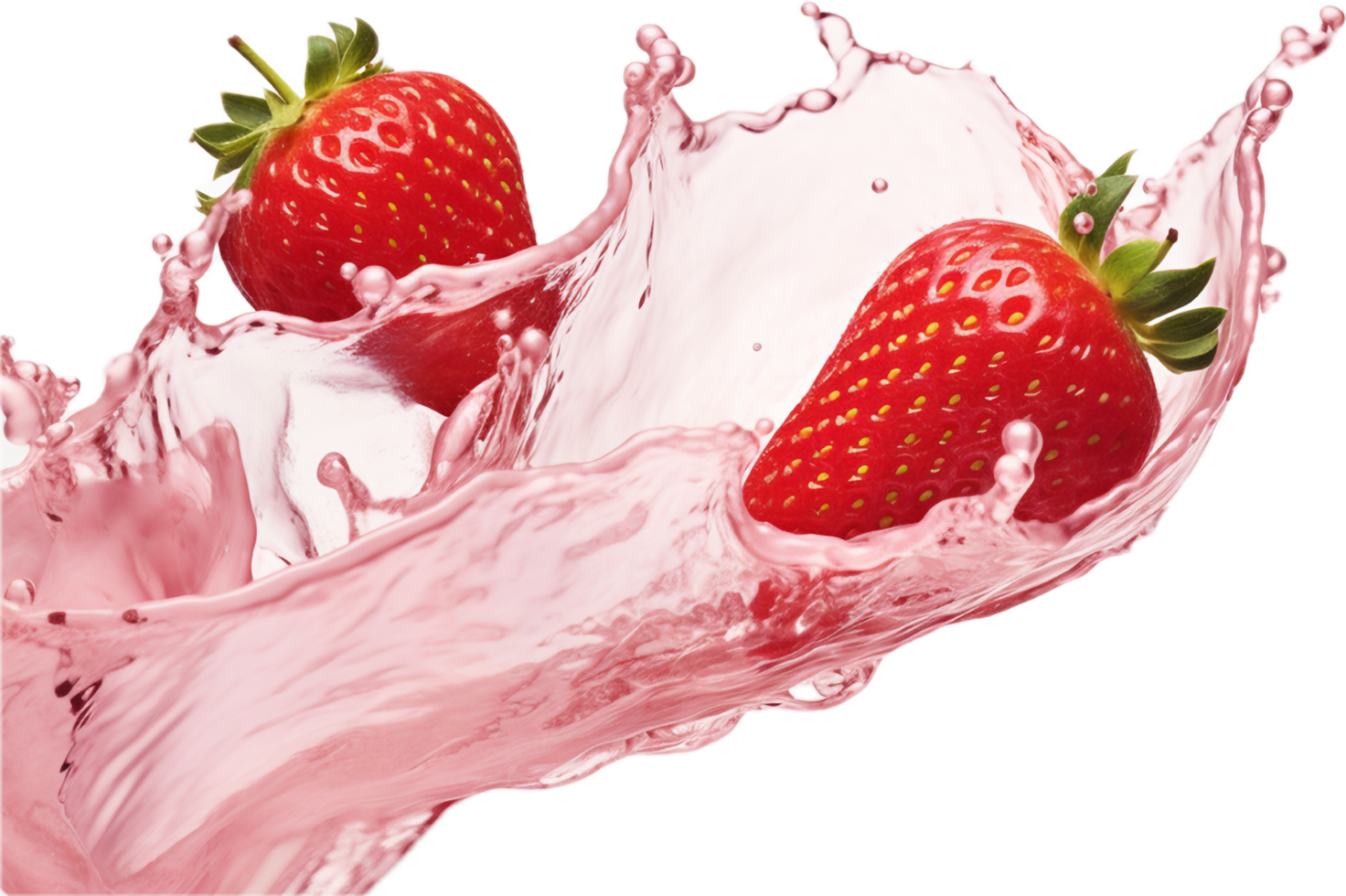 AI generated milk or yogurt splash with strawberries png