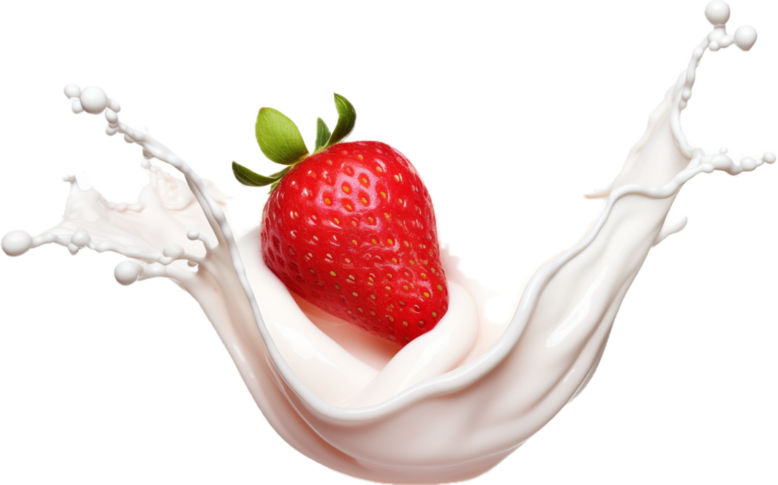 ai gegenereerd melk of yoghurt plons met aardbeien PNG