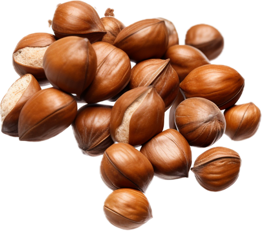 AI generated falling whole hazelnuts png
