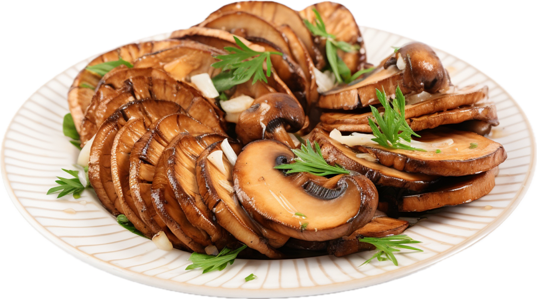 AI generated roasted sliced mushrooms png