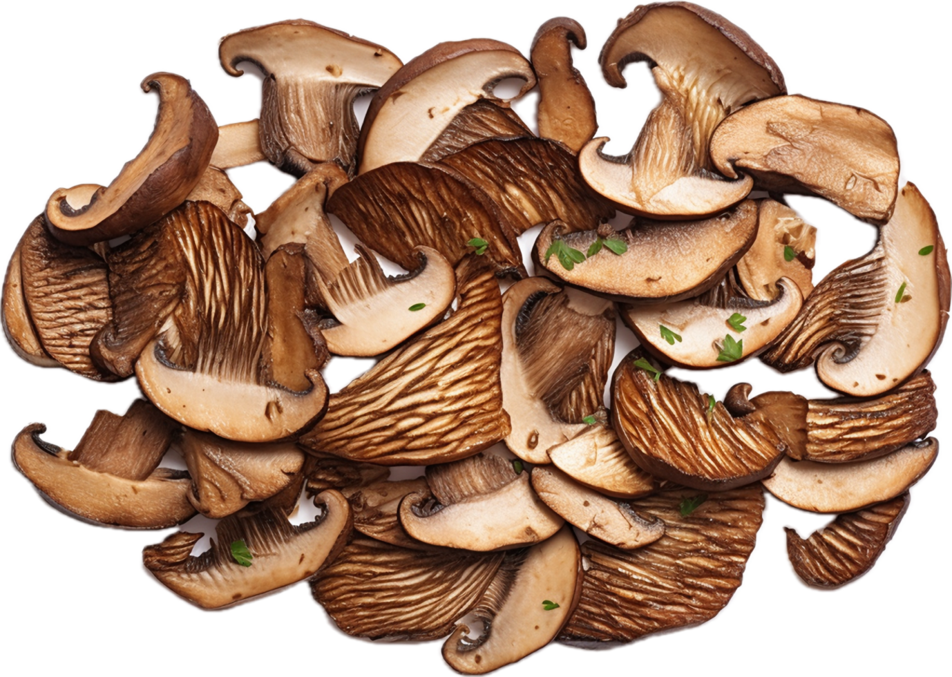 AI generated roasted sliced mushrooms png