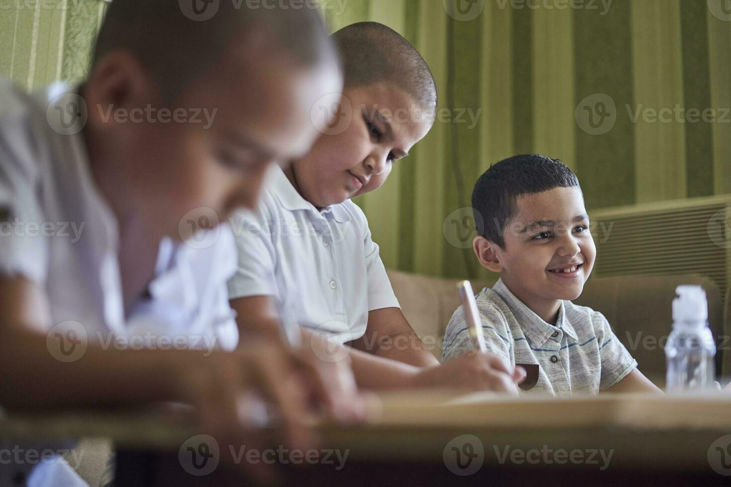 Boys studying together photo