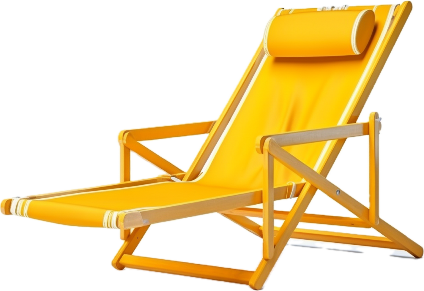 AI generated yellow wooden beach sunbed png