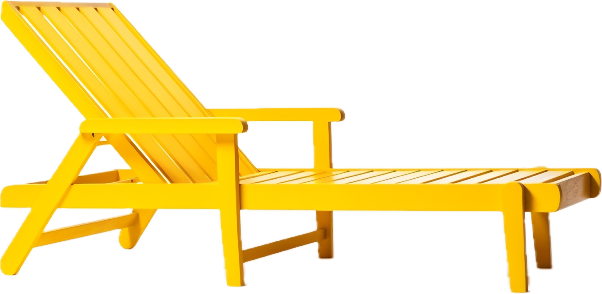 AI generated yellow wooden beach sunbed png