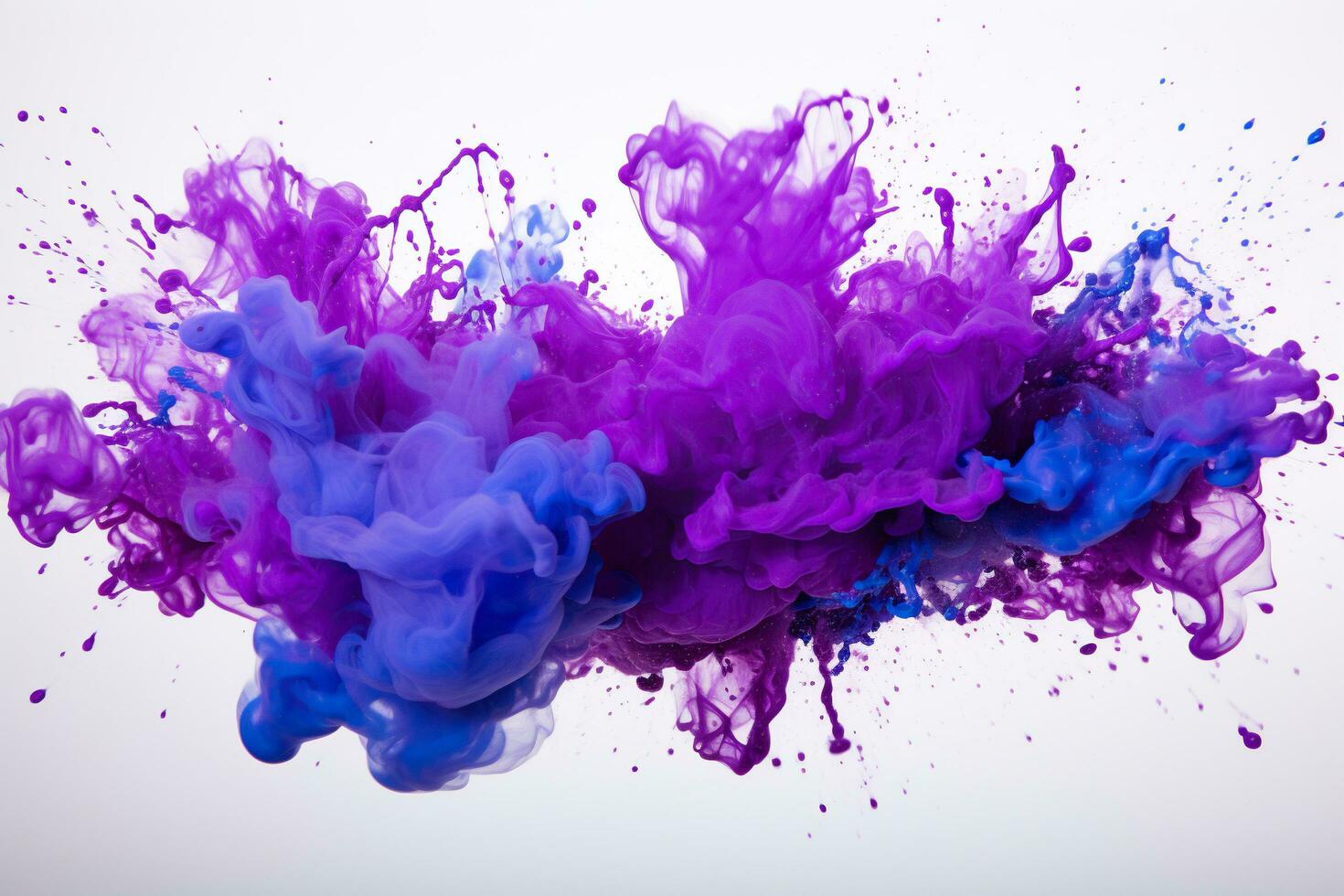 AI generated Purple ink in water. Splash of purple color on a white background. Abstract color background. Generated by artificial intelligence photo