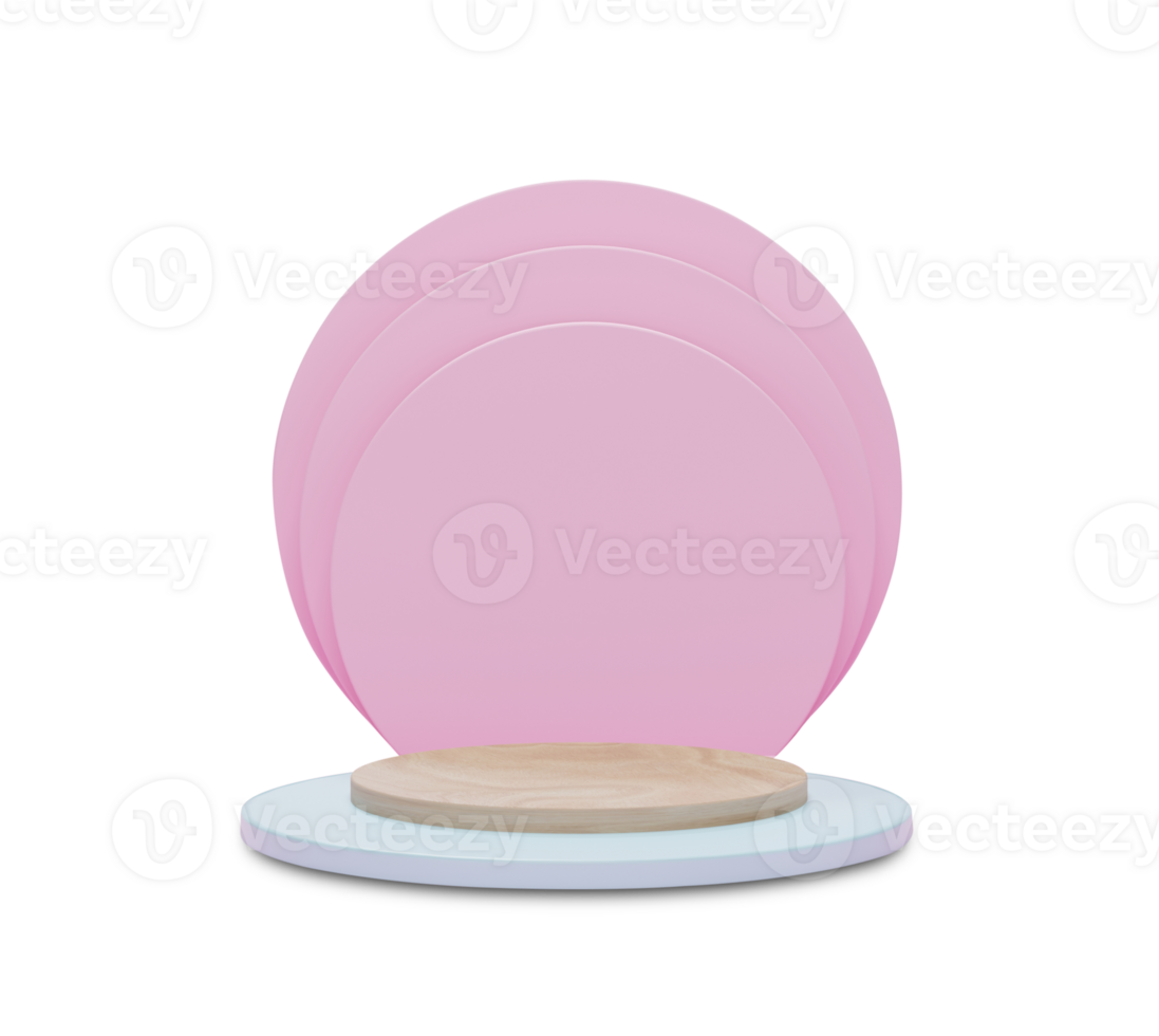 madera podio aislado en transparente antecedentes. burlarse de arriba para espectáculo cosmético producto mostrar, podio, etapa pedestal. resumen mínimo escena con geométrico formularios 3d hacer png