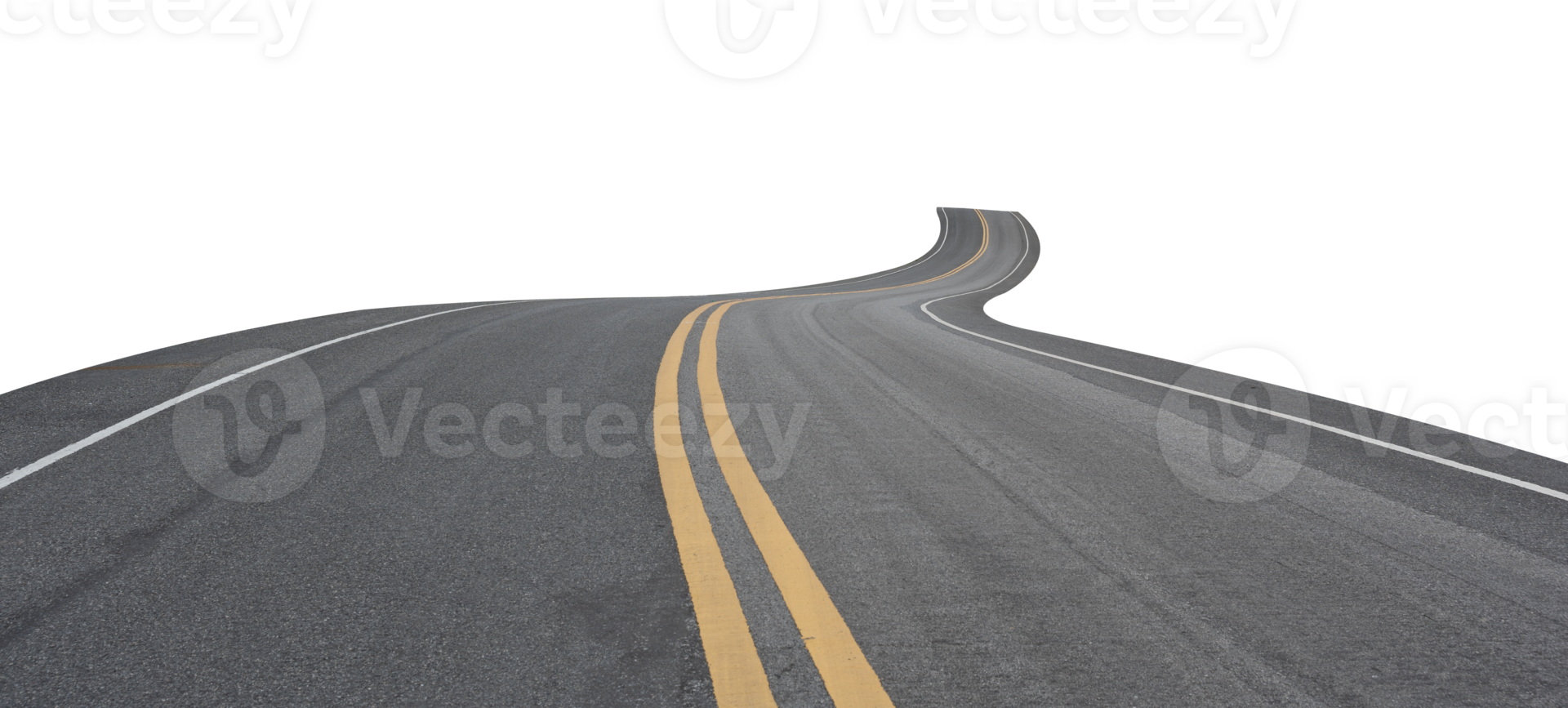 Empty asphalt road isolated on transparent background, PNG File