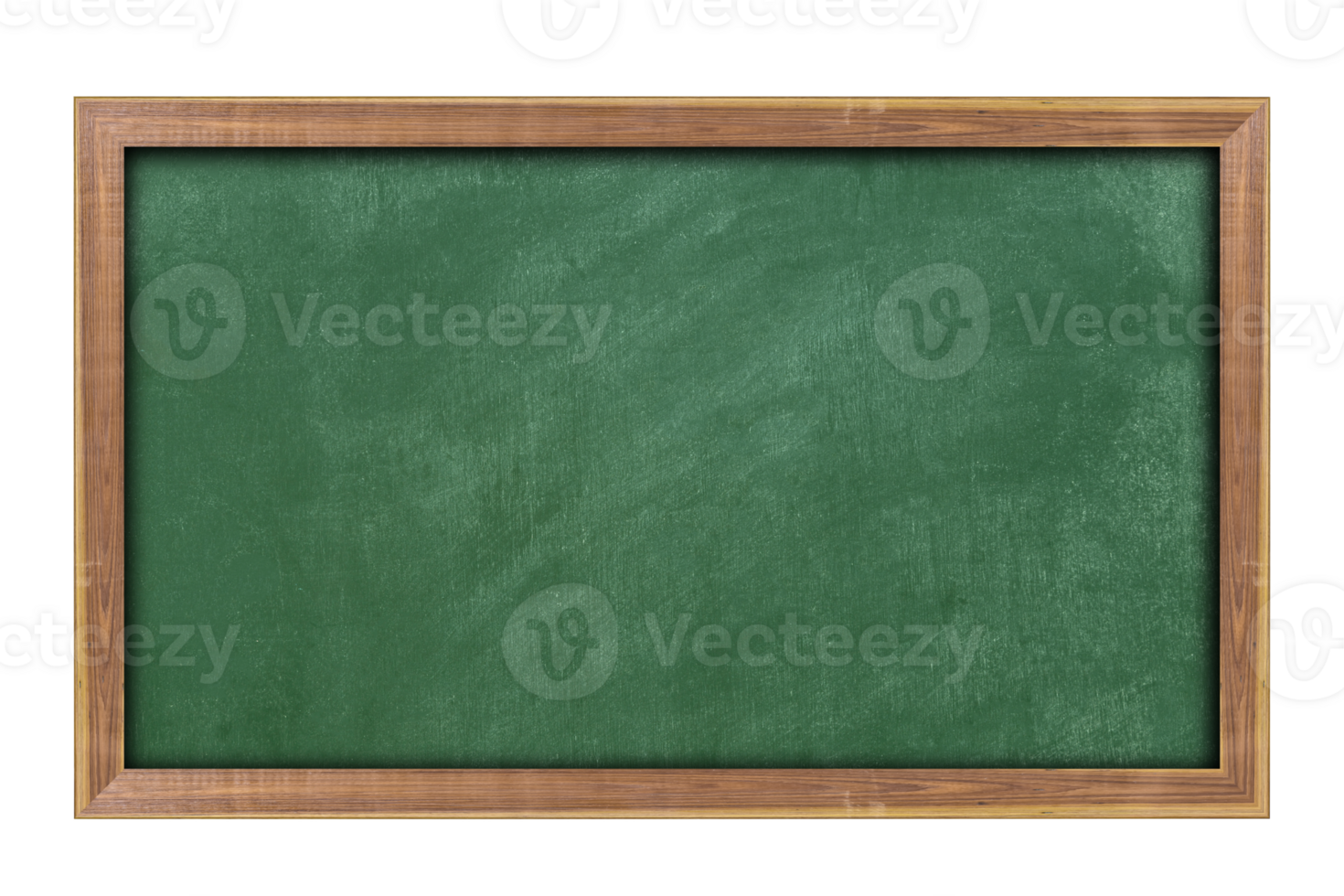 Empty green chalkboard with wooden frame isolated on transparent background. With copy space for text. png