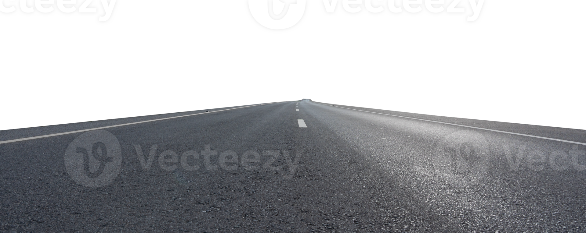 Empty asphalt road isolated on transparent background, PNG File