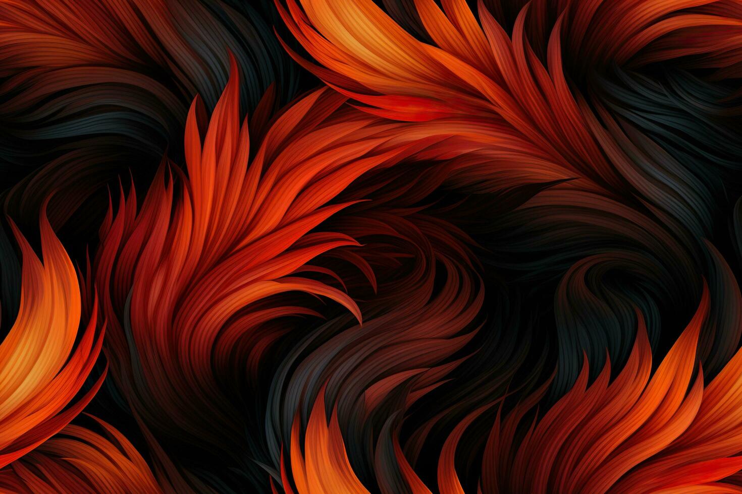 AI generated Colorful feathers, firebird feather pattern. Bright background photo