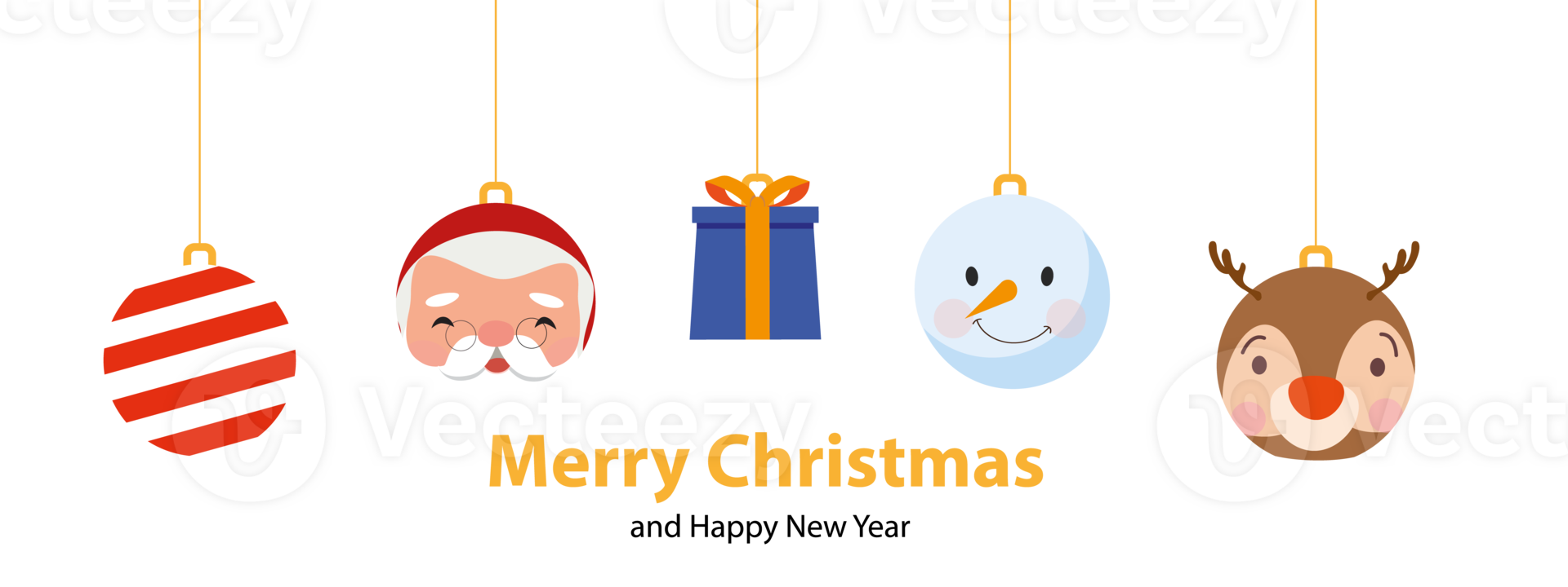 Merry Christmas poster. Merry Christmas greeting card, Christmas balls. Cute Christmas character cartoon. png