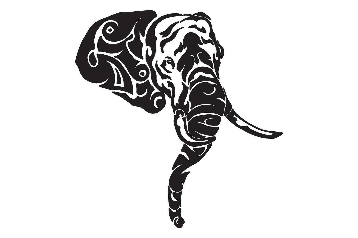 Elephant Head Tattoo Design vector