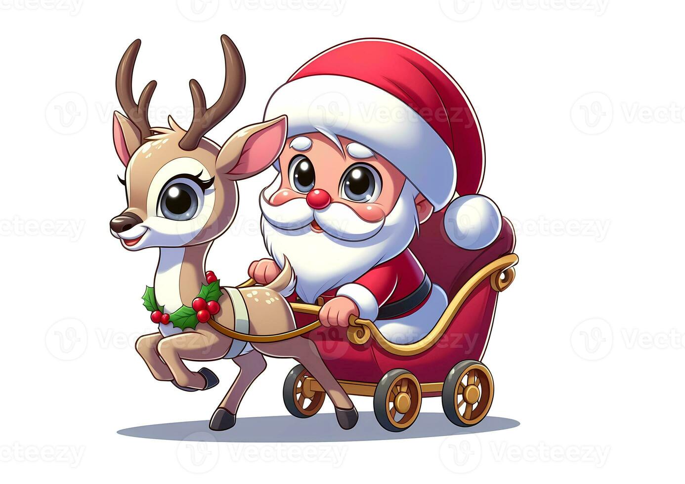 Cute Santa Claus cartoon character comic drawing happy new year simple elegant greeting for christmas celebration photo