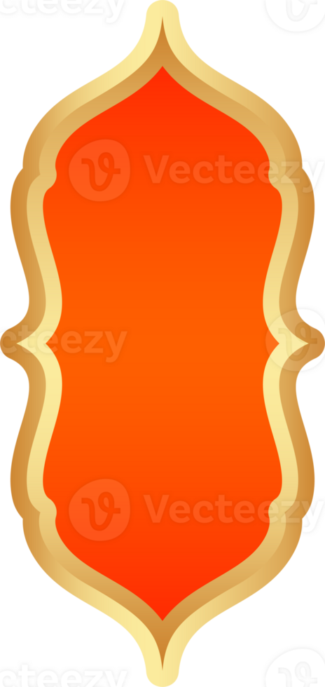 Ramadan golden frame. Islamic window shape. Arabic arch. Muslim vintage border for design with red background. Indian decoration in oriental style. png