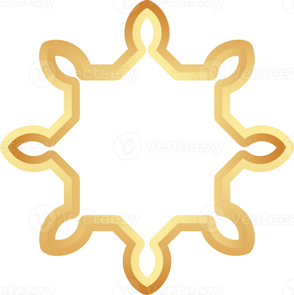 Islamic golden frame shape. Ramadan window with ornament. Oriental decoration design. Arabian traditional element and sign. png