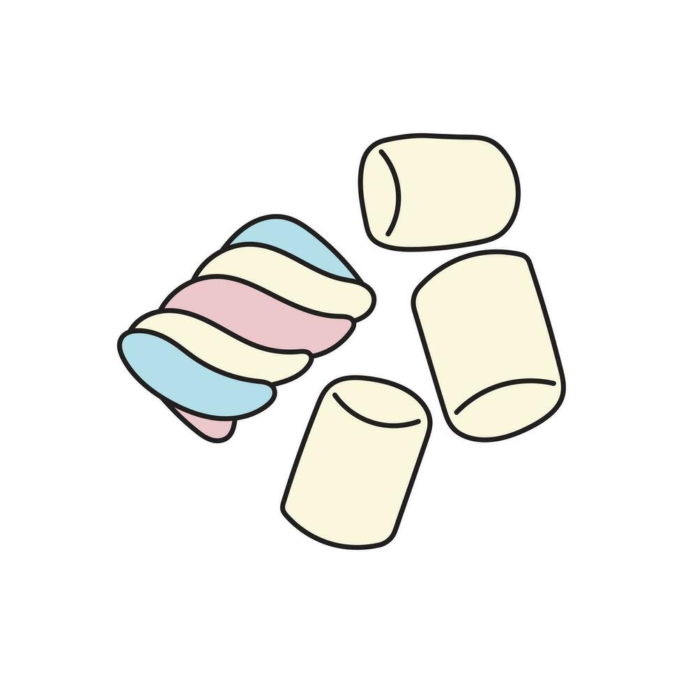 Kids drawing Cartoon Vector illustration marshmallow Isolated on White Background