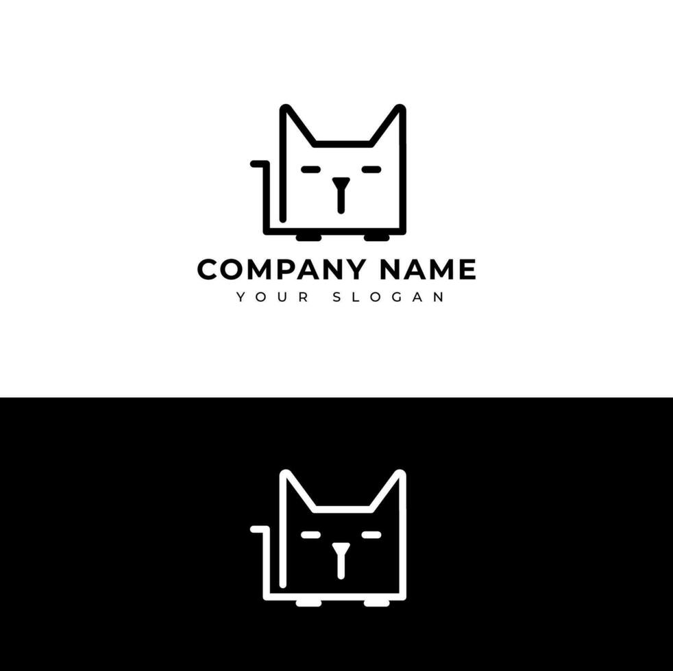 Simple Modern cat logo vector design template