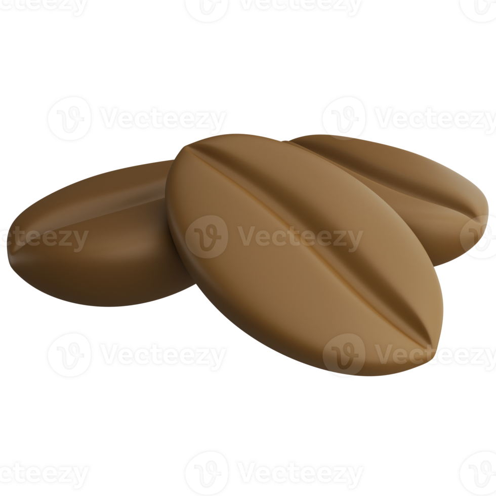 Coffee beans clipart flat design icon isolated on transparent background, 3D render food and beverage concept png