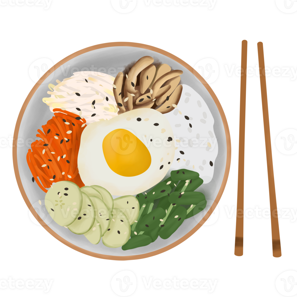 Bibimbap Korean Food Illustration png