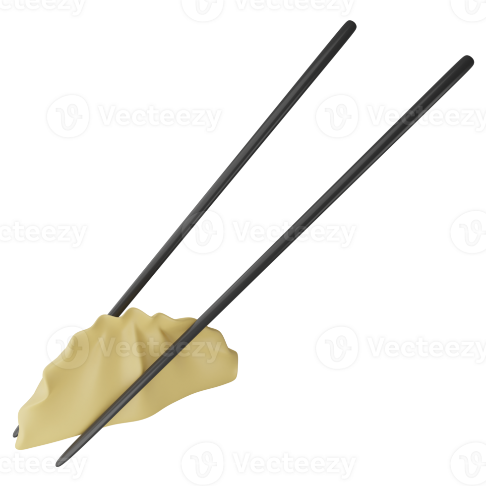 Eating Gyoza using chopsticks clipart flat design icon isolated on transparent background, 3D render food and beverage concept png