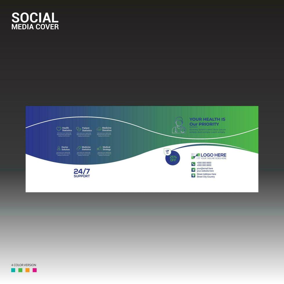 social media cover banner for health and any use vector