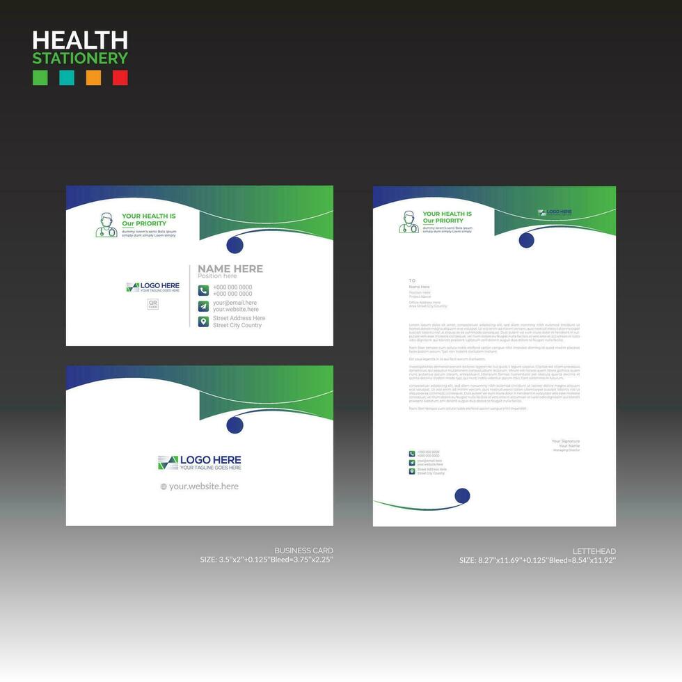 Health print Stationary design for medical vector